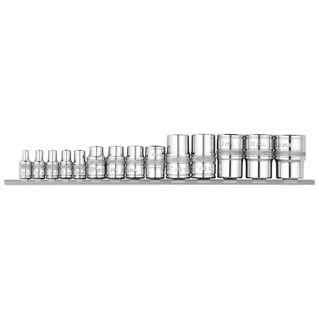 Draper Expert TX-STAR® Socket Set on Rail, 1/4", 3/8" & 1/2" Sq. Dr. (14 Piece)  34415