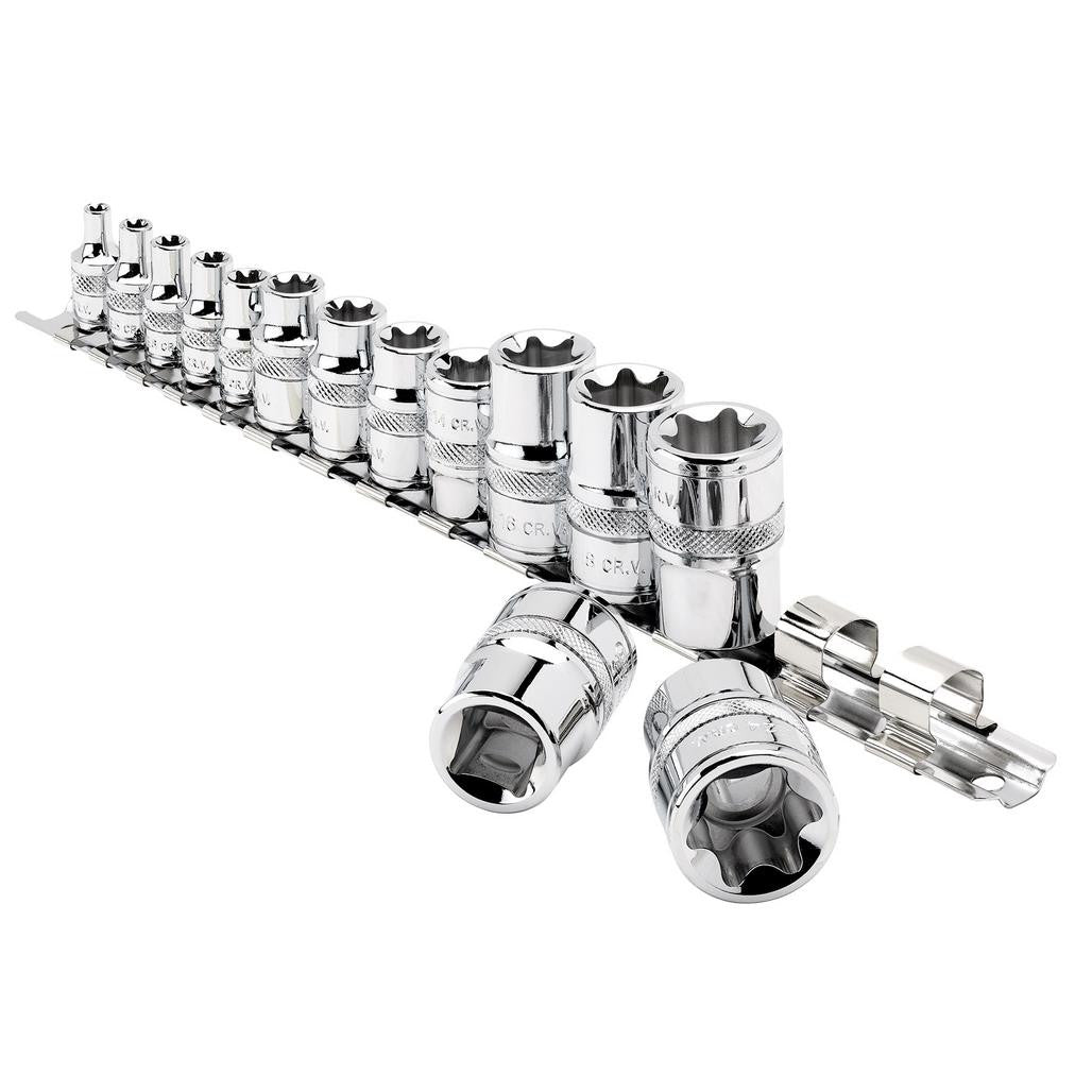 Draper Expert TX-STAR® Socket Set on Rail, 1/4", 3/8" & 1/2" Sq. Dr. (14 Piece)  34415