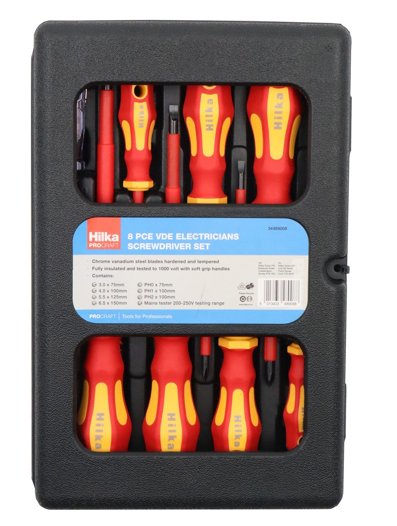 Hilka 8 pce VDE Electricians Screwdriver Set 34489008