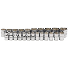 Draper Expert Loose Metric Socket Set, 1/2" Sq. Dr., Polished Chrome (23 Piece)  34561