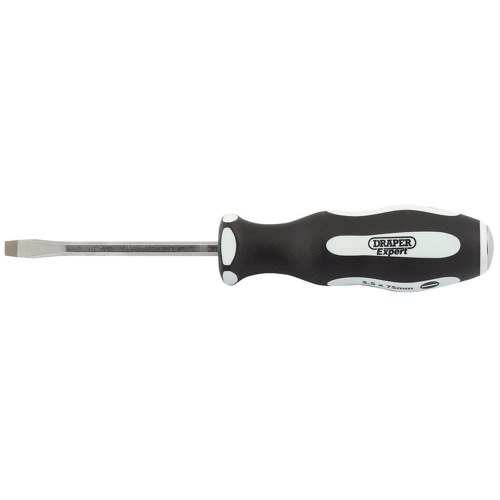 Draper Expert 'Pound Thru' Plain Slot Soft Grip Screwdriver, 5.5 x 75mm  35176