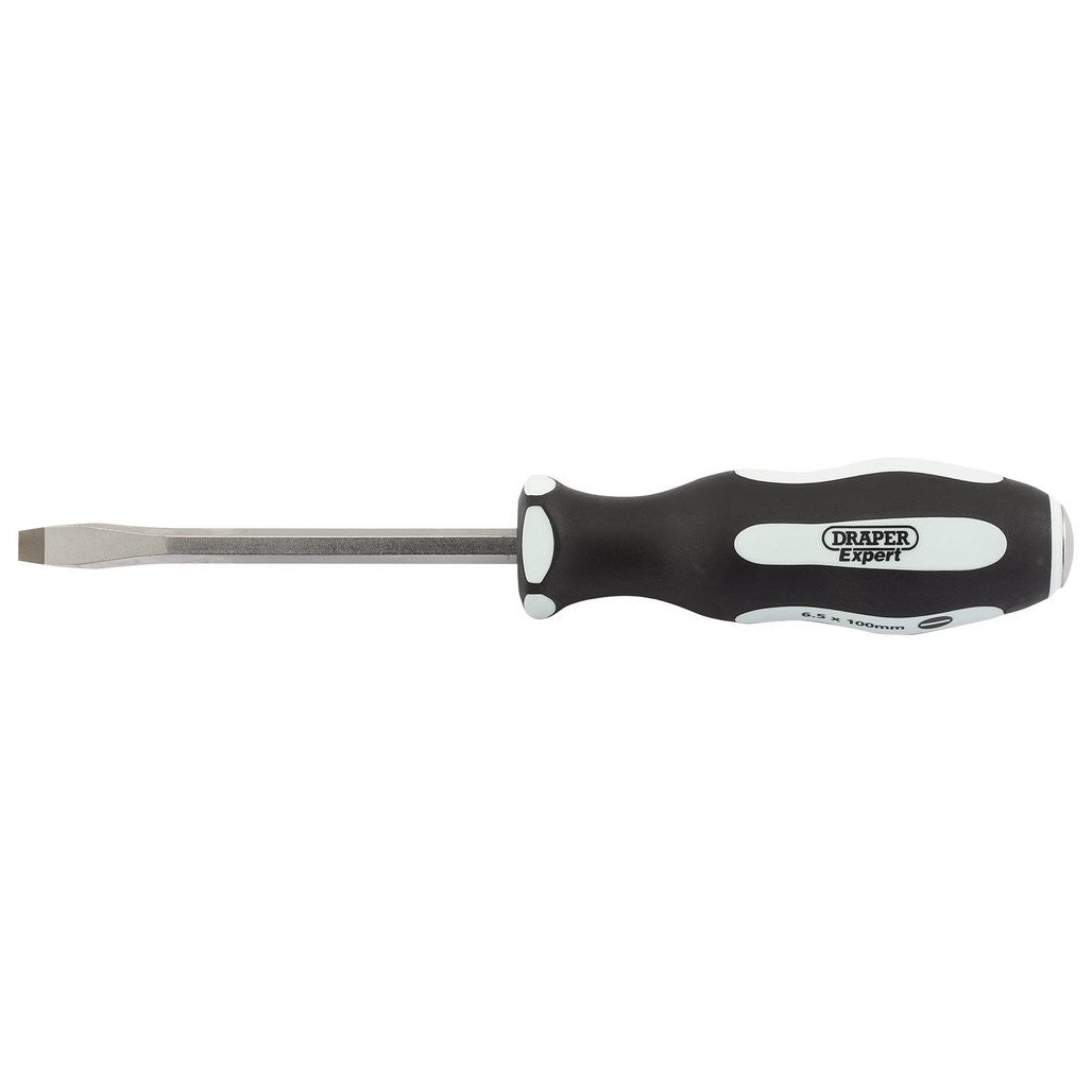 Draper Expert 'Pound Thru' Plain Slot Soft Grip Screwdriver, 6.5 x 100mm  35181