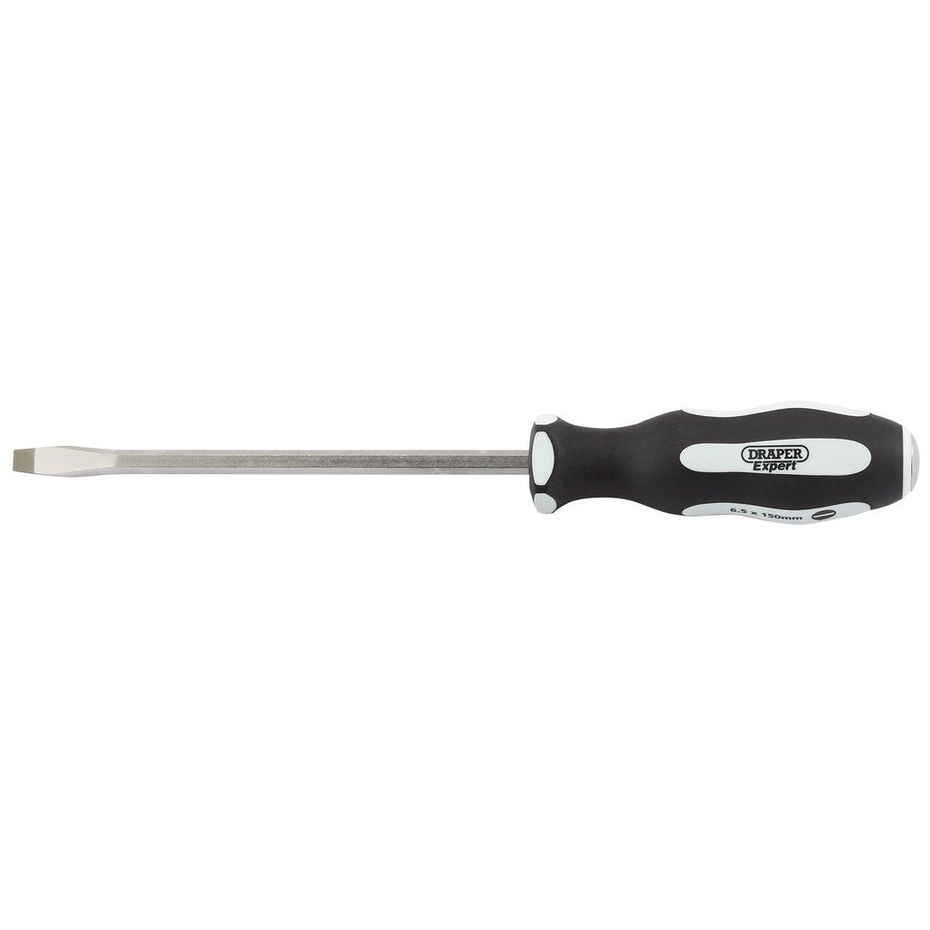 Draper Expert 'Pound Thru' Plain Slot Soft Grip Screwdriver, 6.5 x 150mm  35183