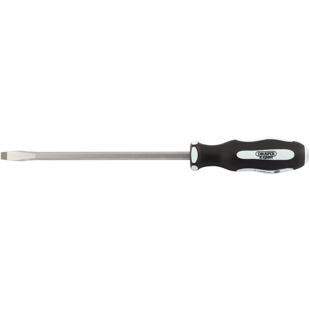 Draper Expert 'Pound Thru' Plain Slot Soft Grip Screwdriver, 8 x 200mm  35184