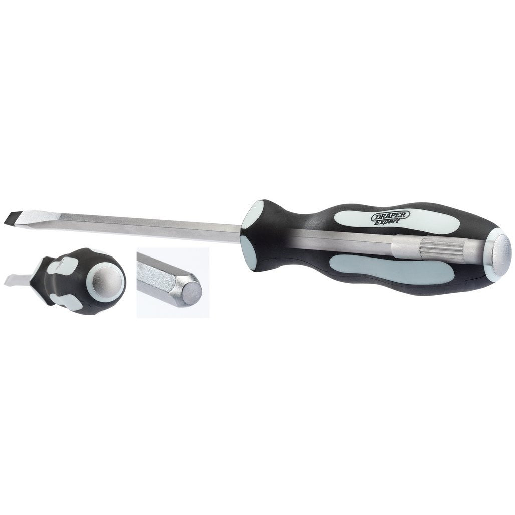 Draper Expert 'Pound Thru' Plain Slot Soft Grip Screwdriver, 10 x 250mm  35186