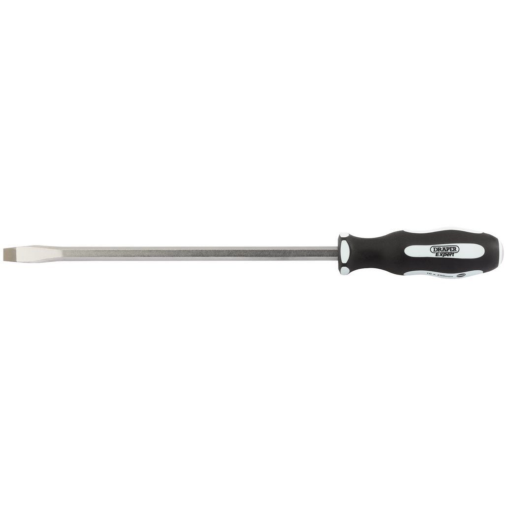 Draper Expert 'Pound Thru' Plain Slot Soft Grip Screwdriver, 10 x 250mm  35186