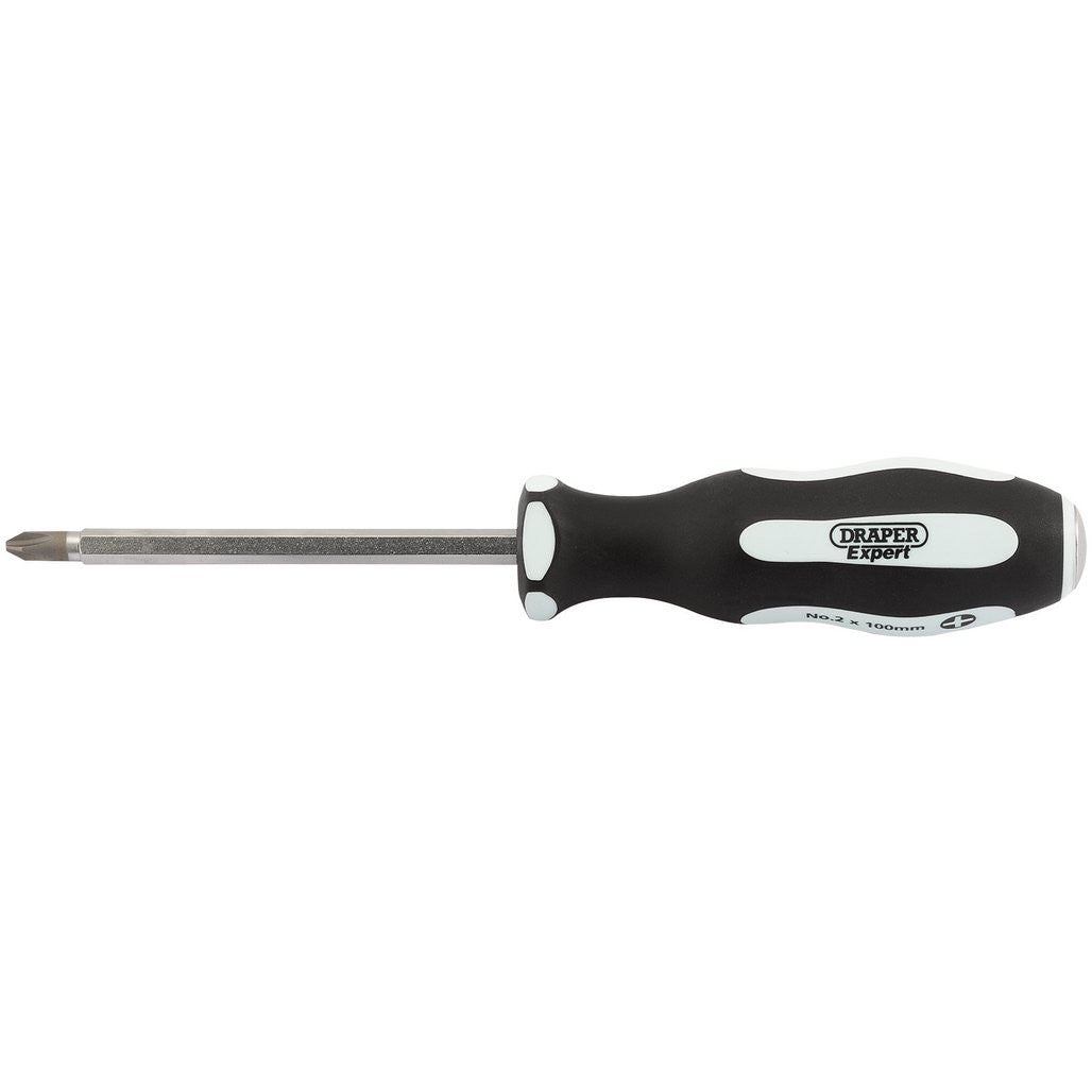 Draper Expert 'Pound Thru' Cross Slot Soft Grip Screwdriver, No.2 x 100mm  35223
