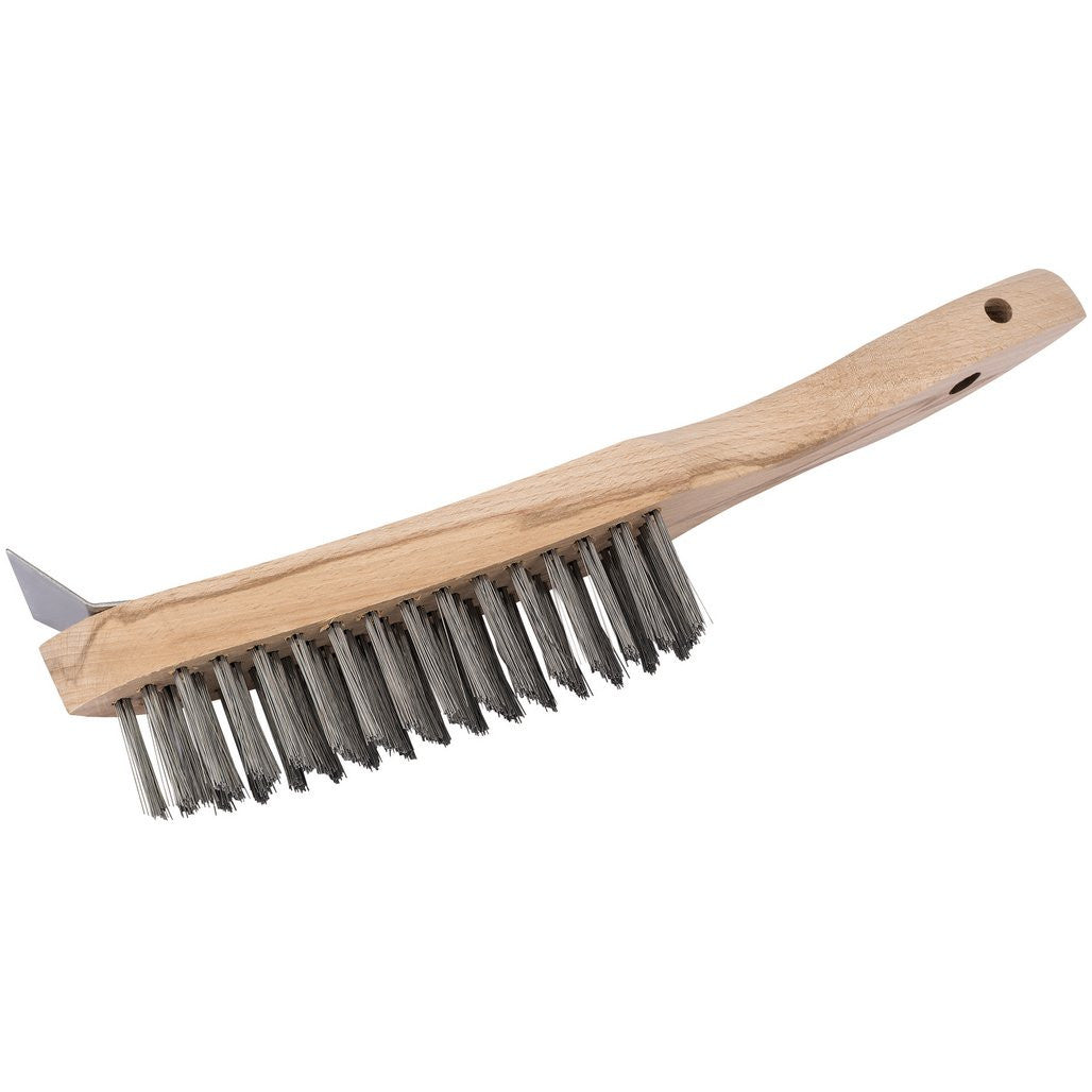 Draper Heavy Duty 4 Row Wire Scratch Brush with Scraper, 310mm  36176
