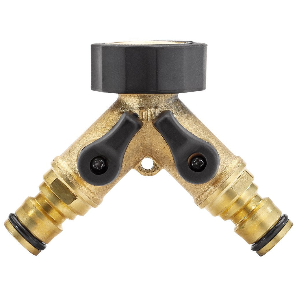 Draper Brass Double Tap Connector with Flow Control, 3/4"  36228