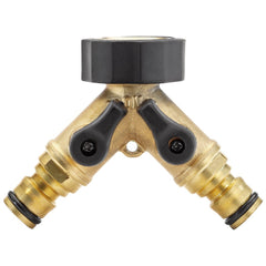 Draper Brass Double Tap Connector with Flow Control, 3/4"  36228