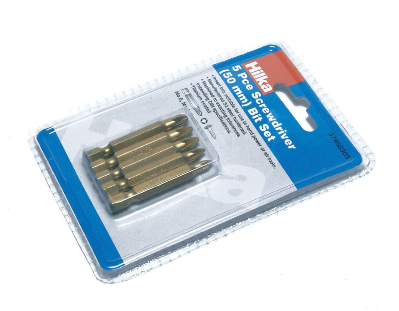 Hilka 5 pce Pozi Assorted 50mm Titanium Bits 37950305