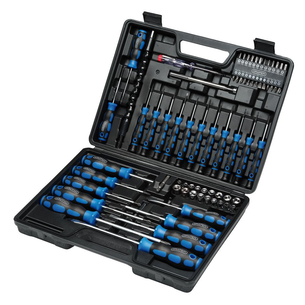 Draper Screwdriver, Socket and Bit Set, Blue (70 Piece)  40850