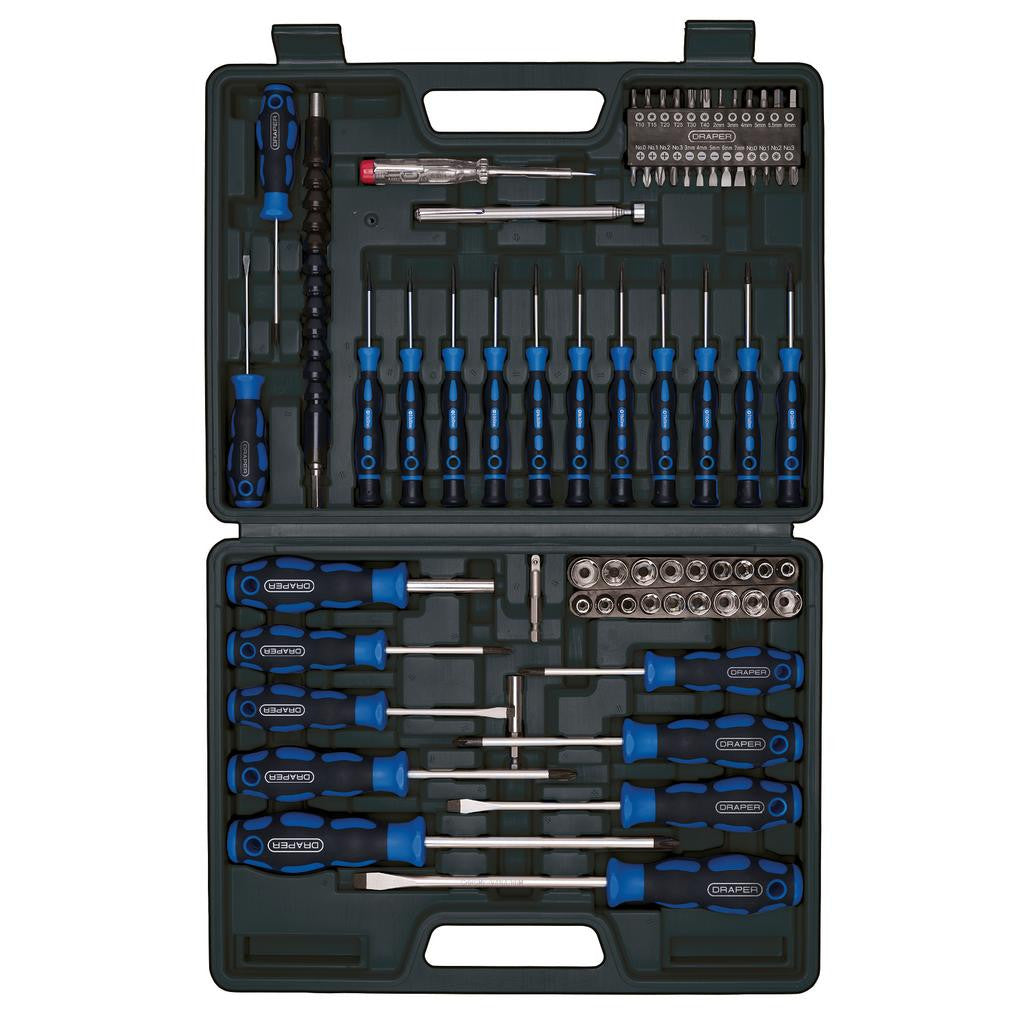 Draper Screwdriver, Socket and Bit Set, Blue (70 Piece)  40850