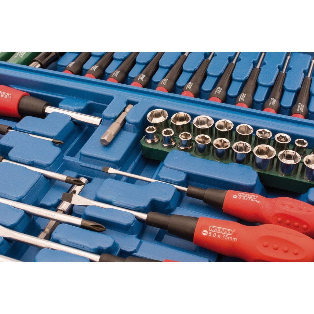 Draper Screwdriver, Socket and Bit Set, Blue (70 Piece)  40850