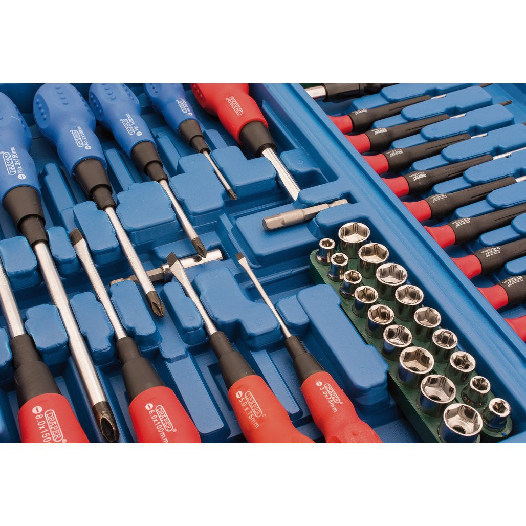 Draper Screwdriver, Socket and Bit Set, Blue (70 Piece)  40850