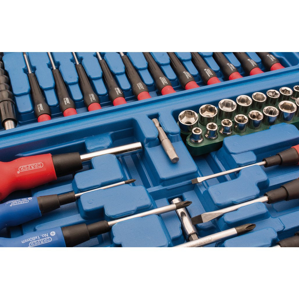 Draper Screwdriver, Socket and Bit Set, Blue (70 Piece)  40850