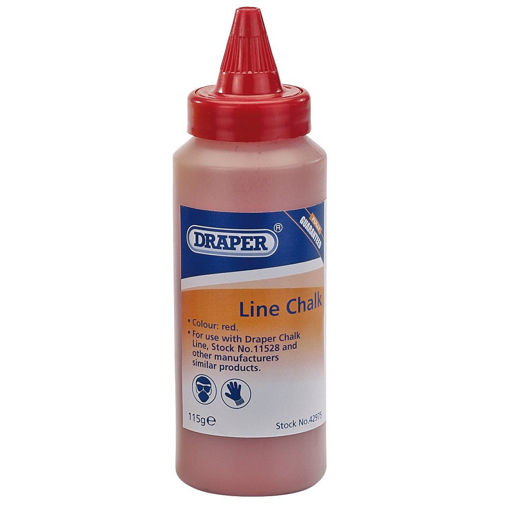 Draper Plastic Bottle of Red Chalk for Chalk Line, 115g  42975