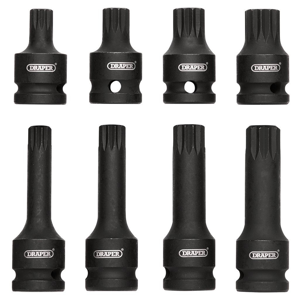 Draper Tamper Proof Impact Spline Set, 1/2" Sq. Dr. (8 Piece)  49460