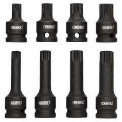 Draper Tamper Proof Impact Spline Set, 1/2" Sq. Dr. (8 Piece)  49460