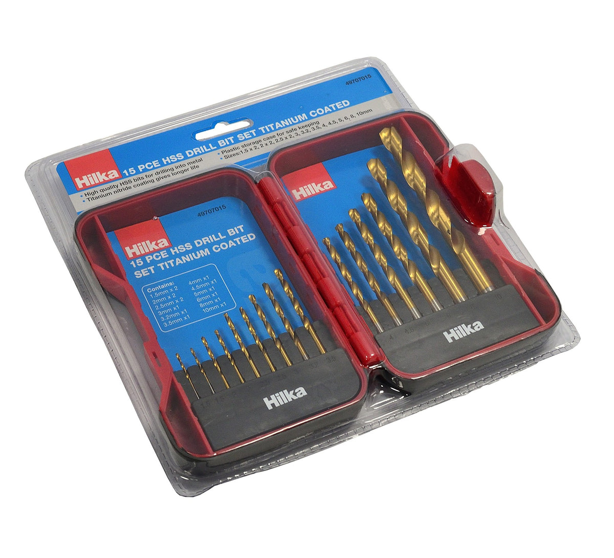 Hilka 15 pce HSS Drill Bit Set Titanium Coated 49707015