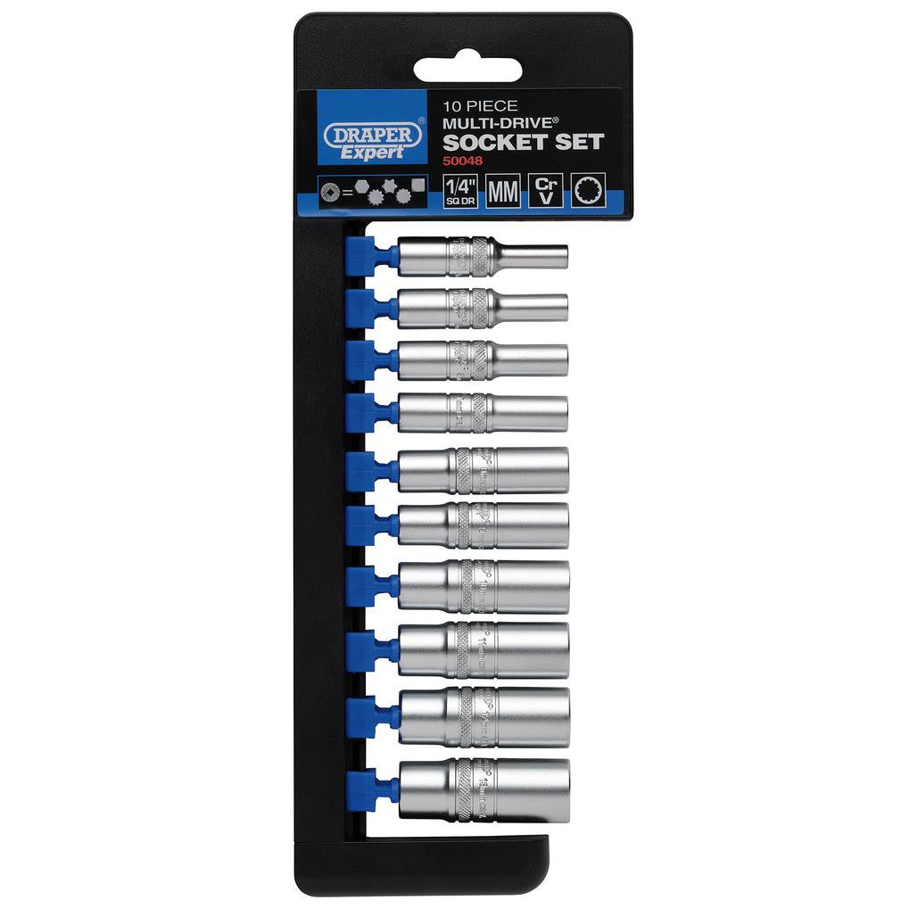 Draper Expert Multi-Drive® Metric Deep Socket Set, 1/4" Sq. Dr. (10 Piece)  50048