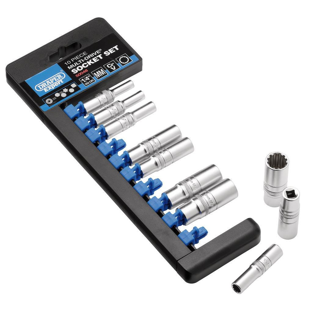 Draper Expert Multi-Drive® Metric Deep Socket Set, 1/4" Sq. Dr. (10 Piece)  50048