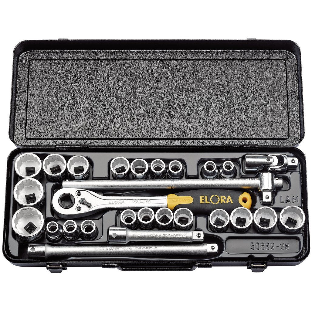 Draper Elora Metric and Imperial Socket Set, 1/2" Sq. Dr. (27 Piece)  50650
