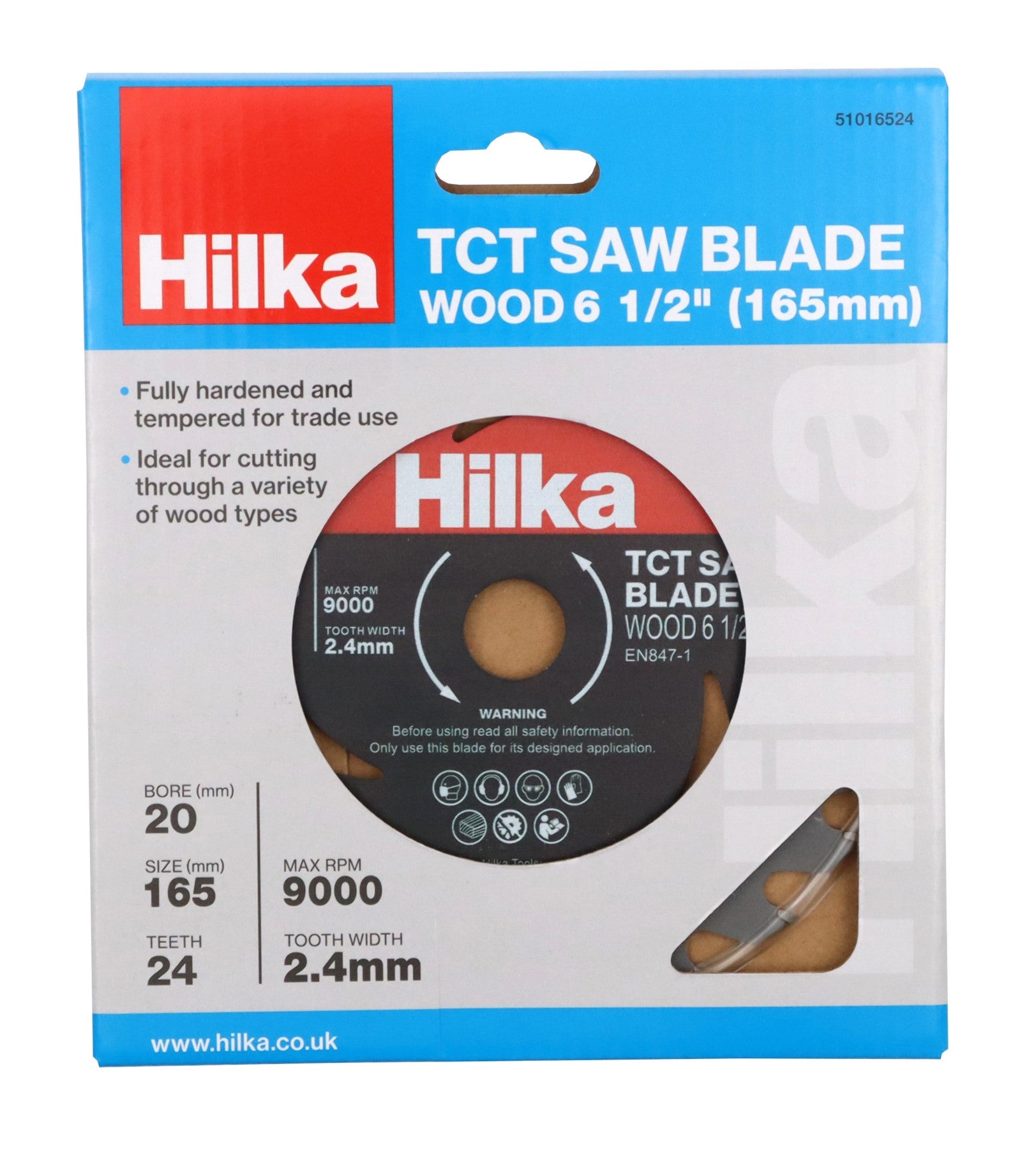 Hilka 6 1/2" (165mm) TCT Saw Blade 24 TPI 51016524
