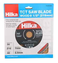 Hilka 8 1/2" (216mm) TCT Saw Blade 40 TPI 51021640