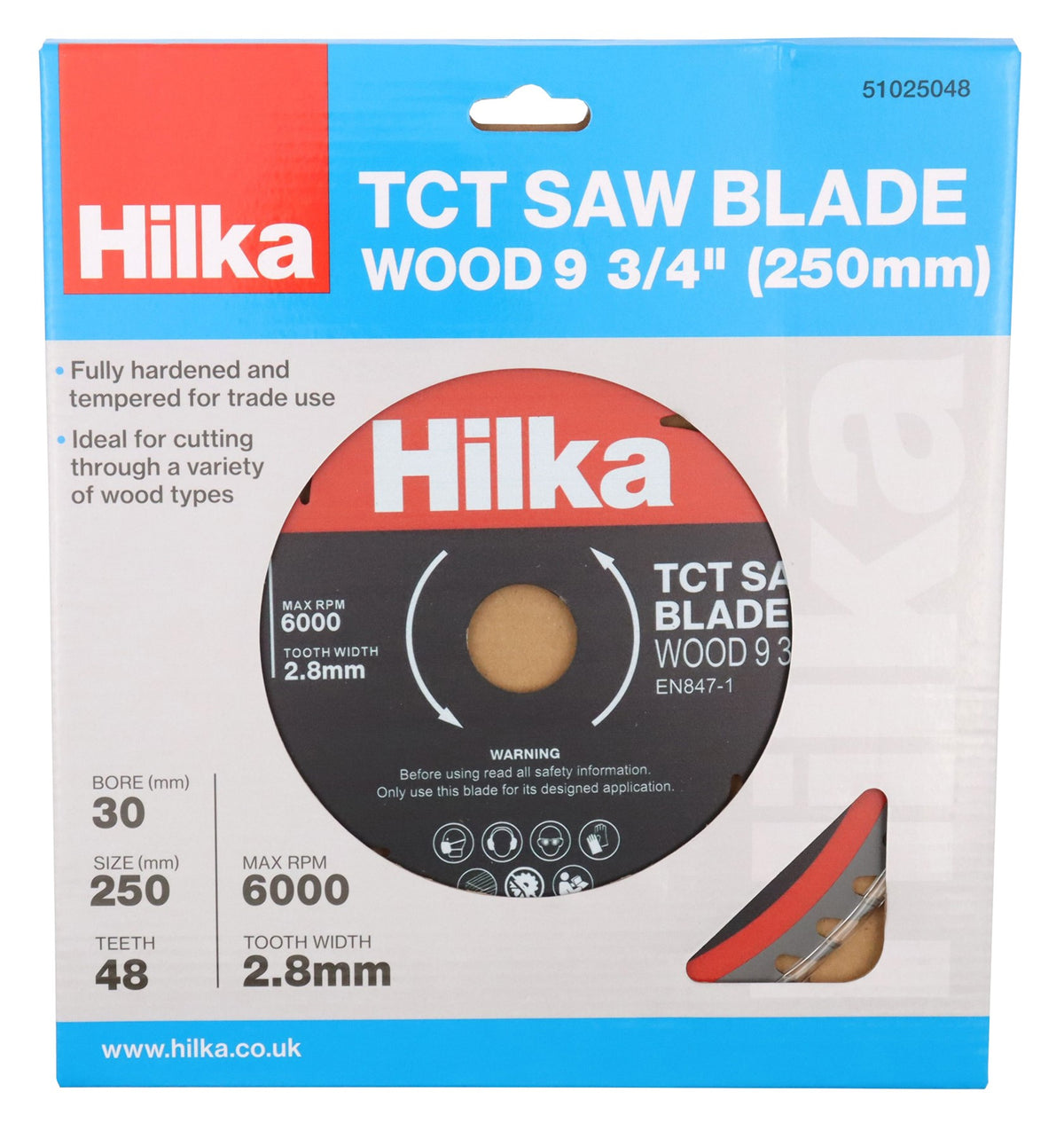 Hilka 9 3/4" (250mm) TCT Saw Blade 48 TPI 51025048