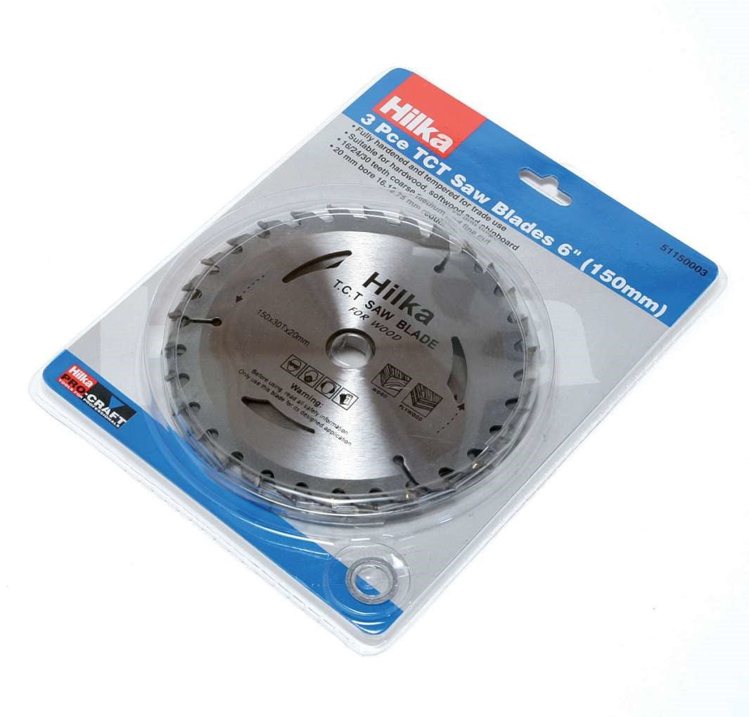 Hilka 3 pce 6" (150mm) TCT Saw Blades 51150003