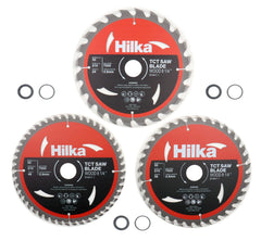 Hilka 3 pce 8 1/4" (210mm) TCT Saw Blades 24 / 36 / 48 TPI 51210003