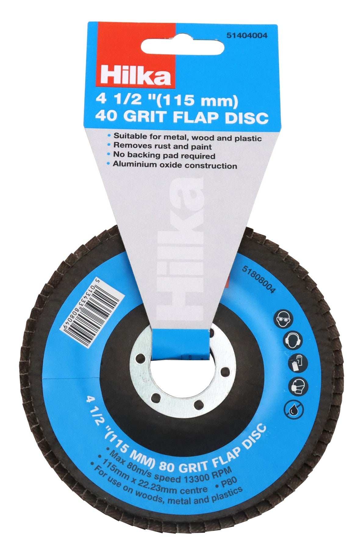 Hilka 4 1/2" (115mm) 40 Grit Flap Disc 51404004