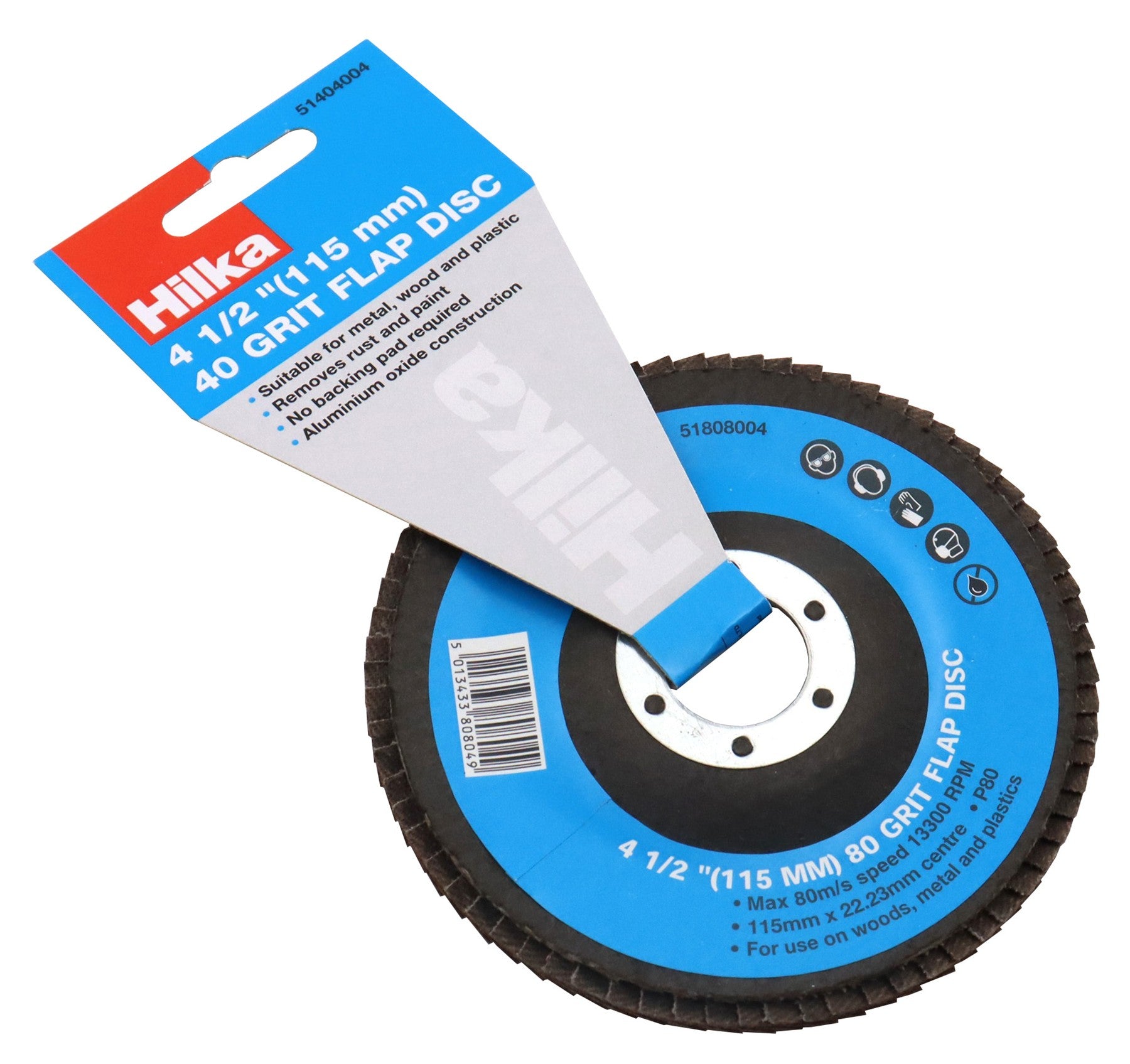 Hilka 4 1/2" (115mm) 40 Grit Flap Disc 51404004