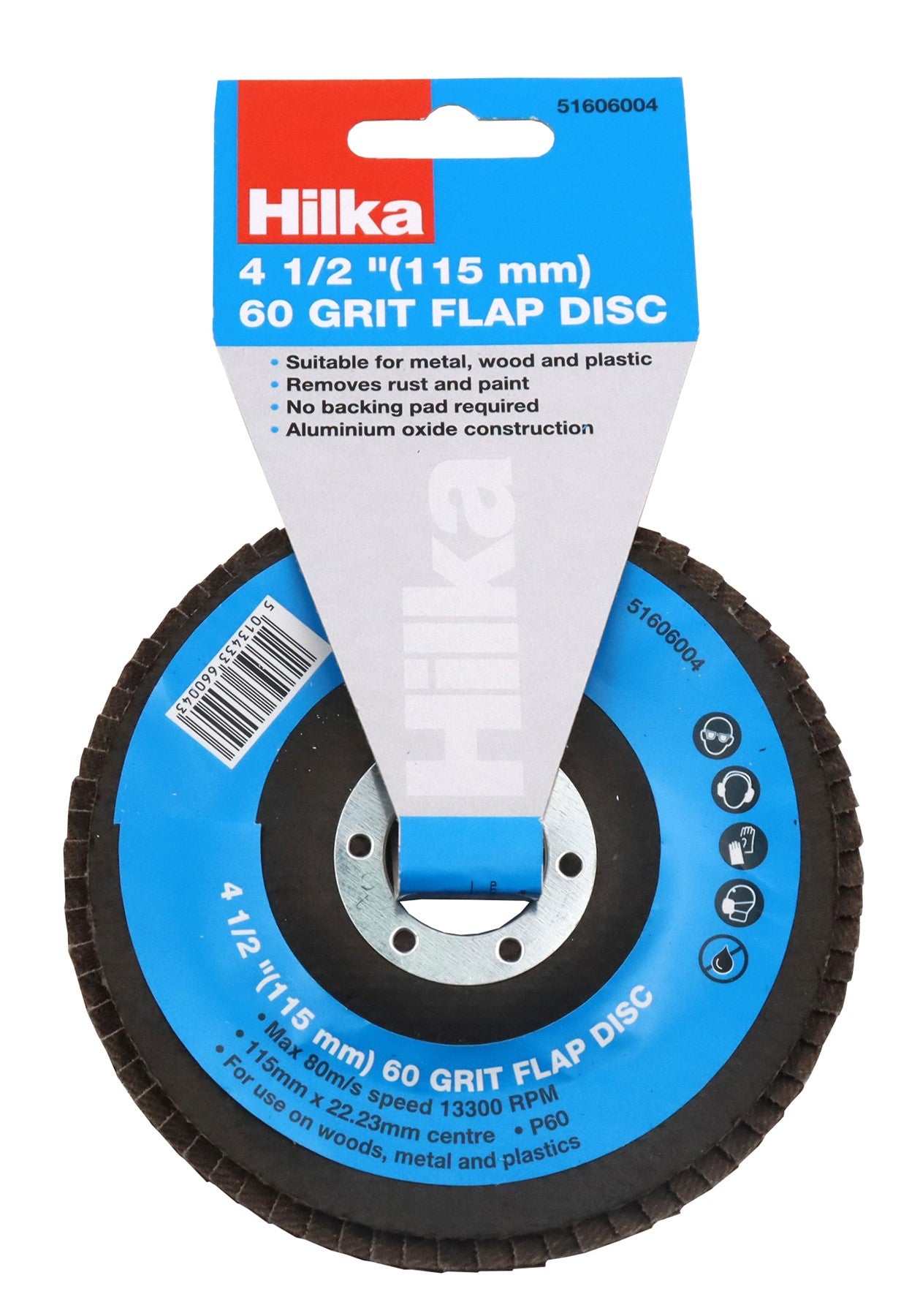 Hilka 4 1/2" (115mm) 60 Grit Flap Disc 51606004