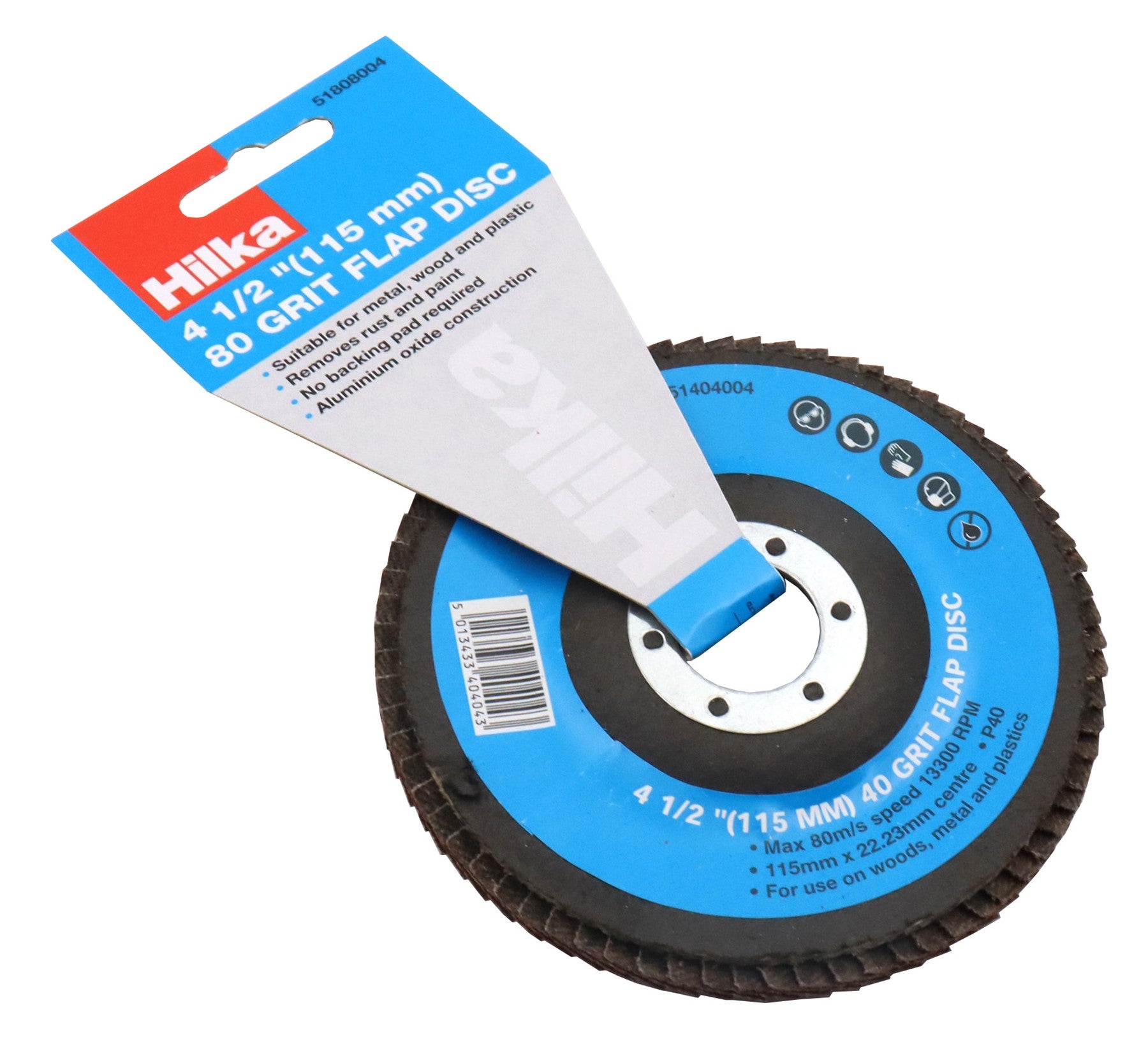 Hilka 4 1/2" (115mm) 80 Grit Flap Disc 51808004