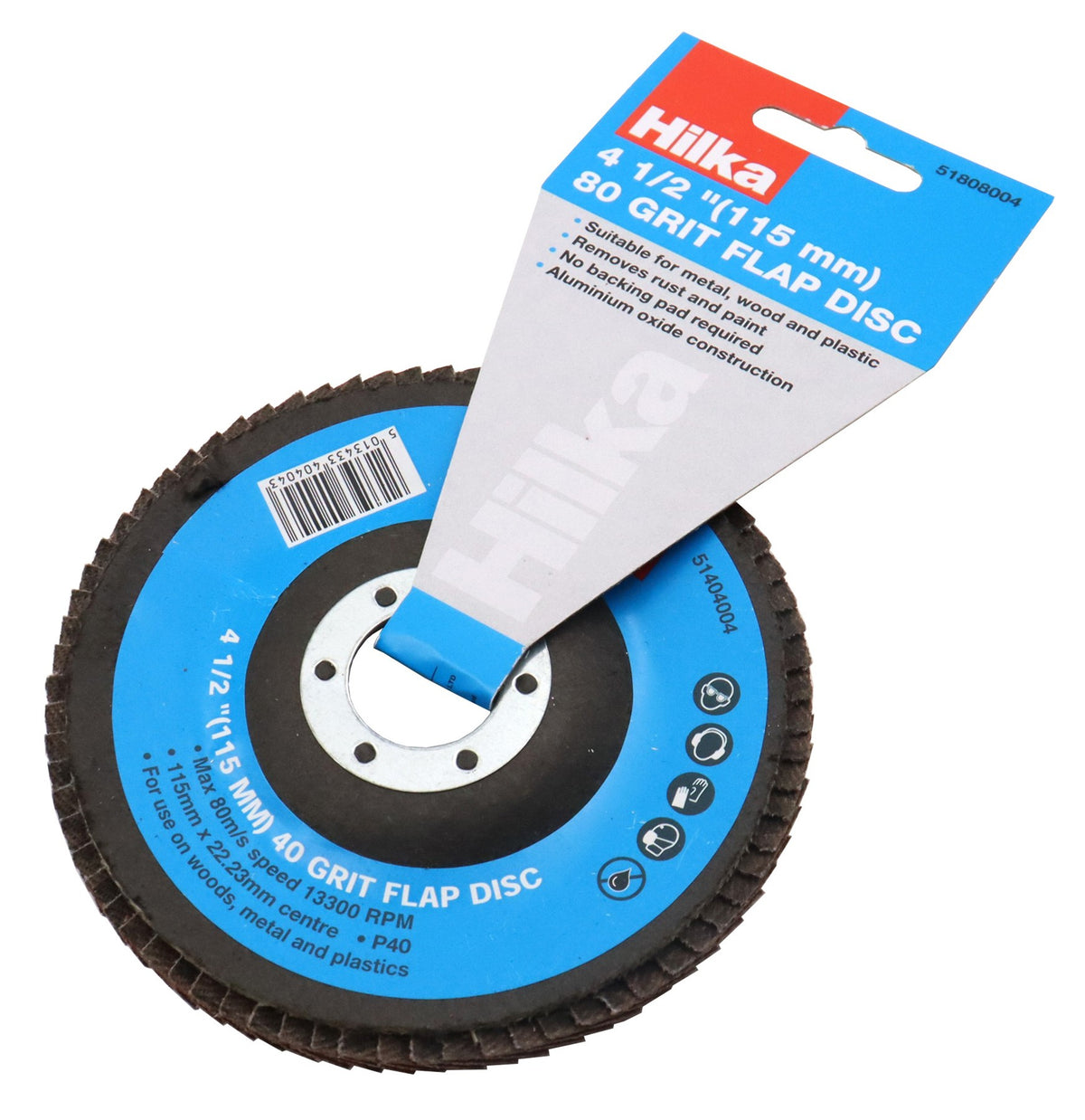 Hilka 4 1/2" (115mm) 80 Grit Flap Disc 51808004