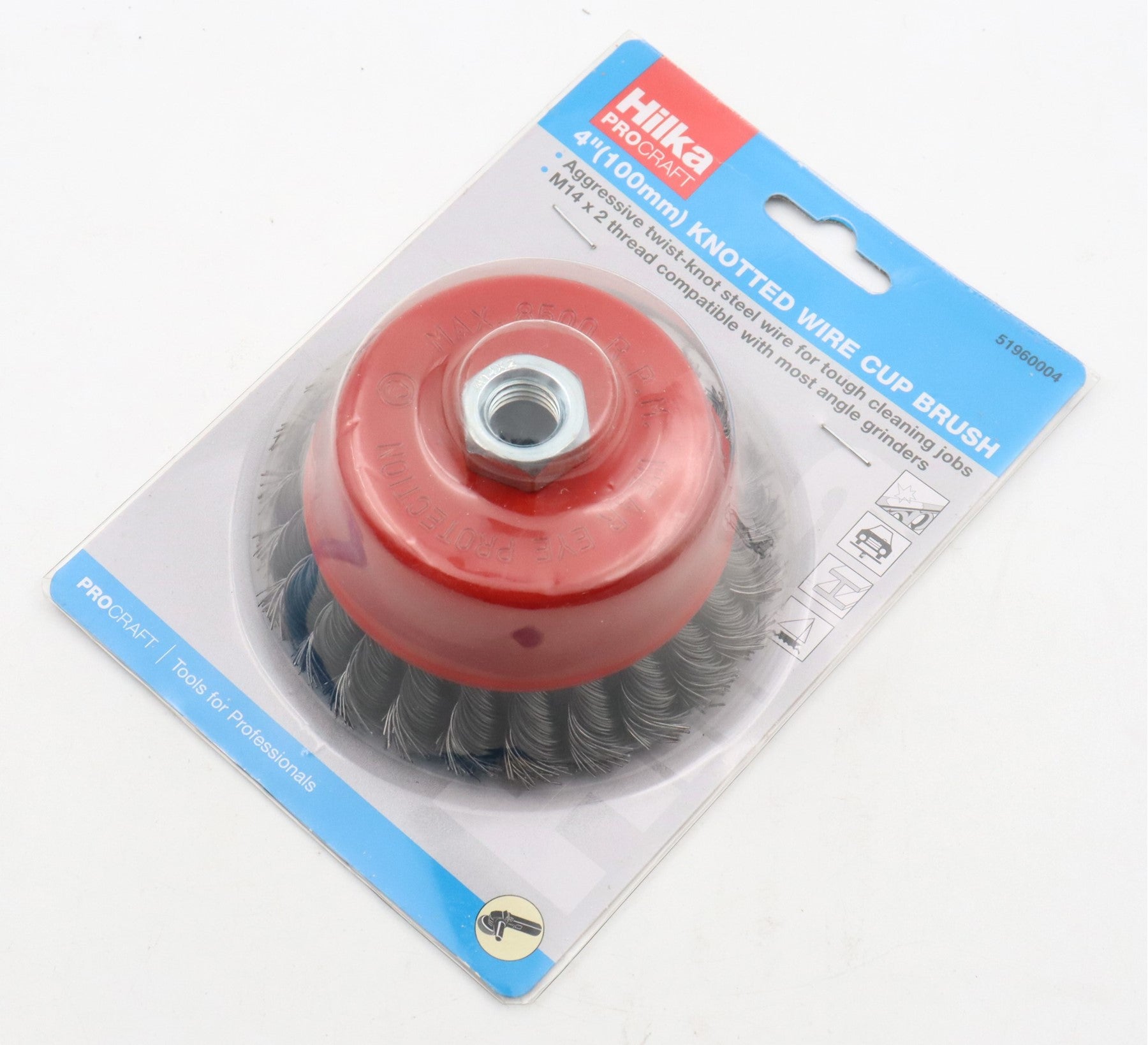 Hilka 4" (100mm) M14 Knotted Wire Cup Brush 51960004