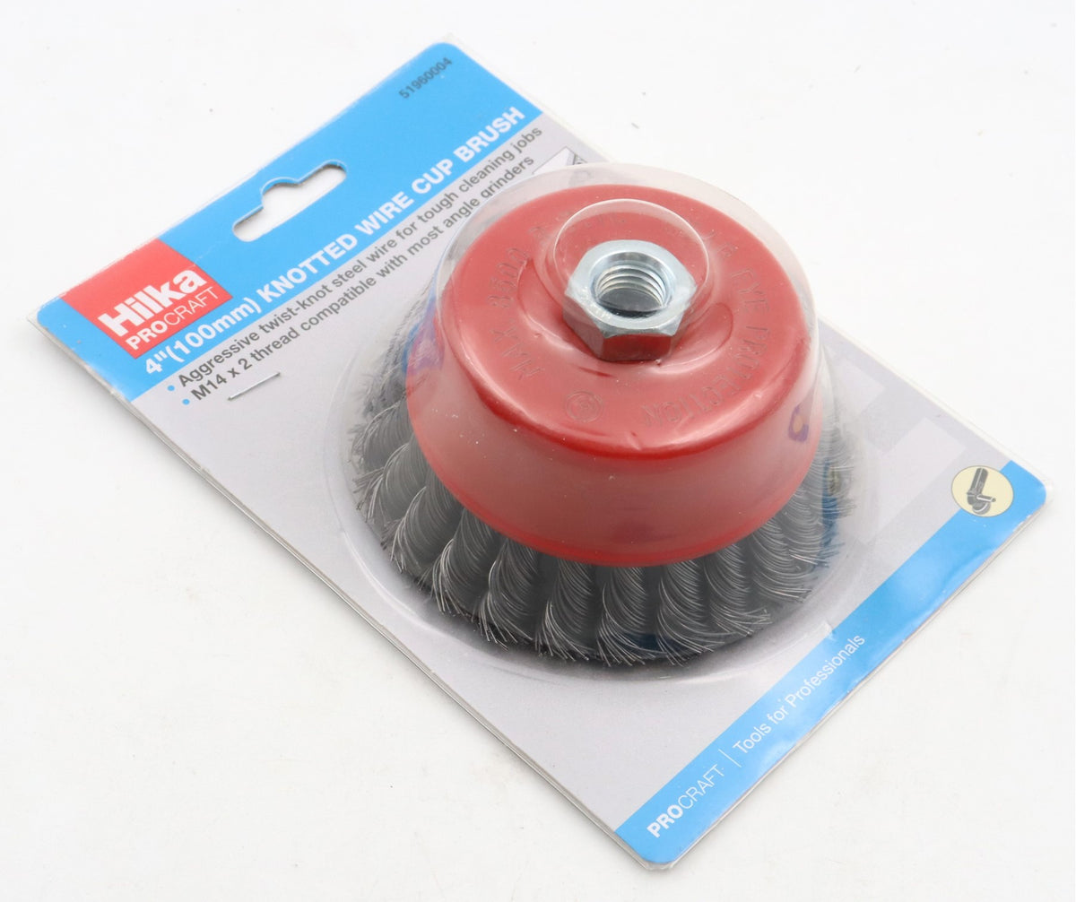 Hilka 4" (100mm) M14 Knotted Wire Cup Brush 51960004