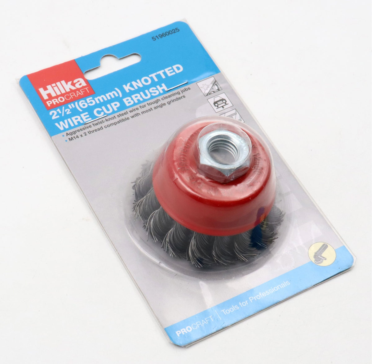 Hilka 2 1/2" (65mm) M14 Knotted Wire Cup Brush 51960025