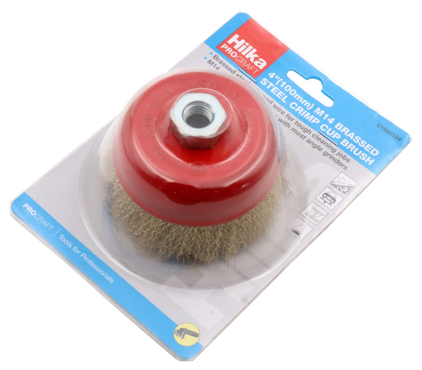 Hilka 4"(100mm) M14 Brassed Steel Crimp Cup Brush 51960104