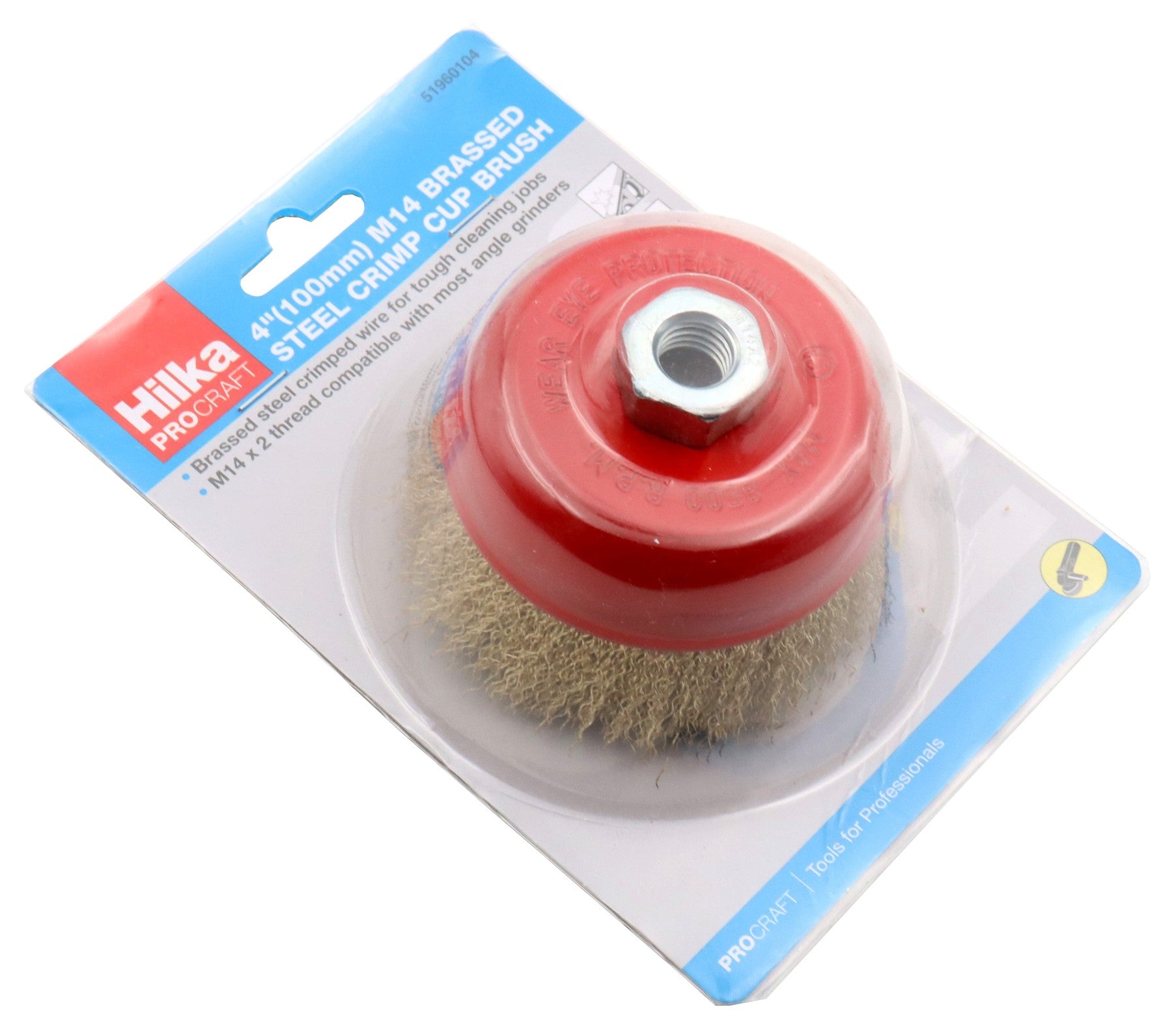 Hilka 4"(100mm) M14 Brassed Steel Crimp Cup Brush 51960104
