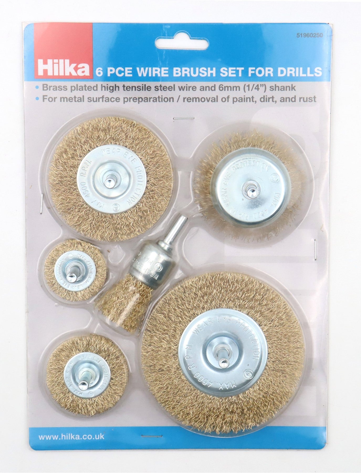 Hilka 6 pce Wire Brush Set for Drills 51960250