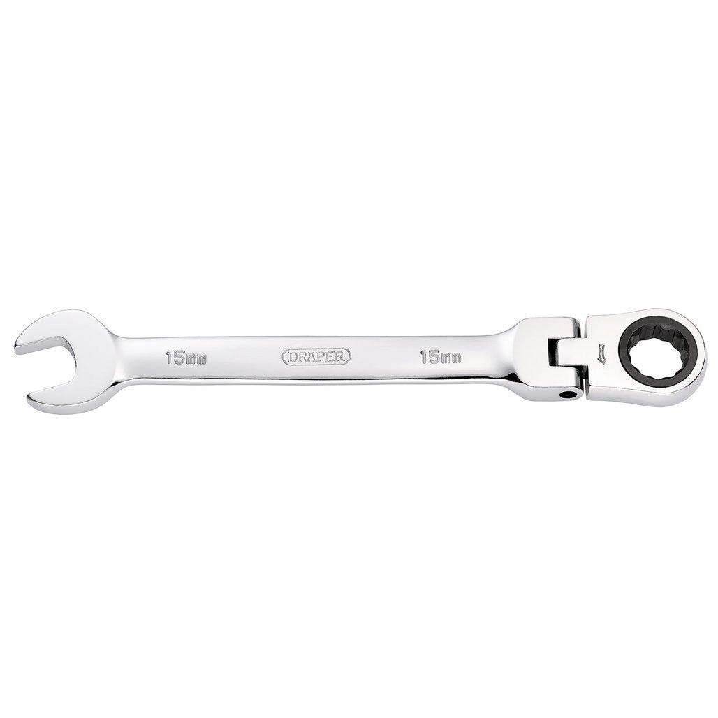 Draper HI-TORQ® Metric Flexible Head Ratcheting Combination Spanner, 15mm  52017