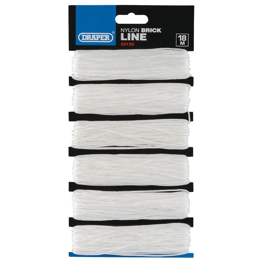 Draper Nylon Brick Line, 18m, White (Pack of 6)  52130