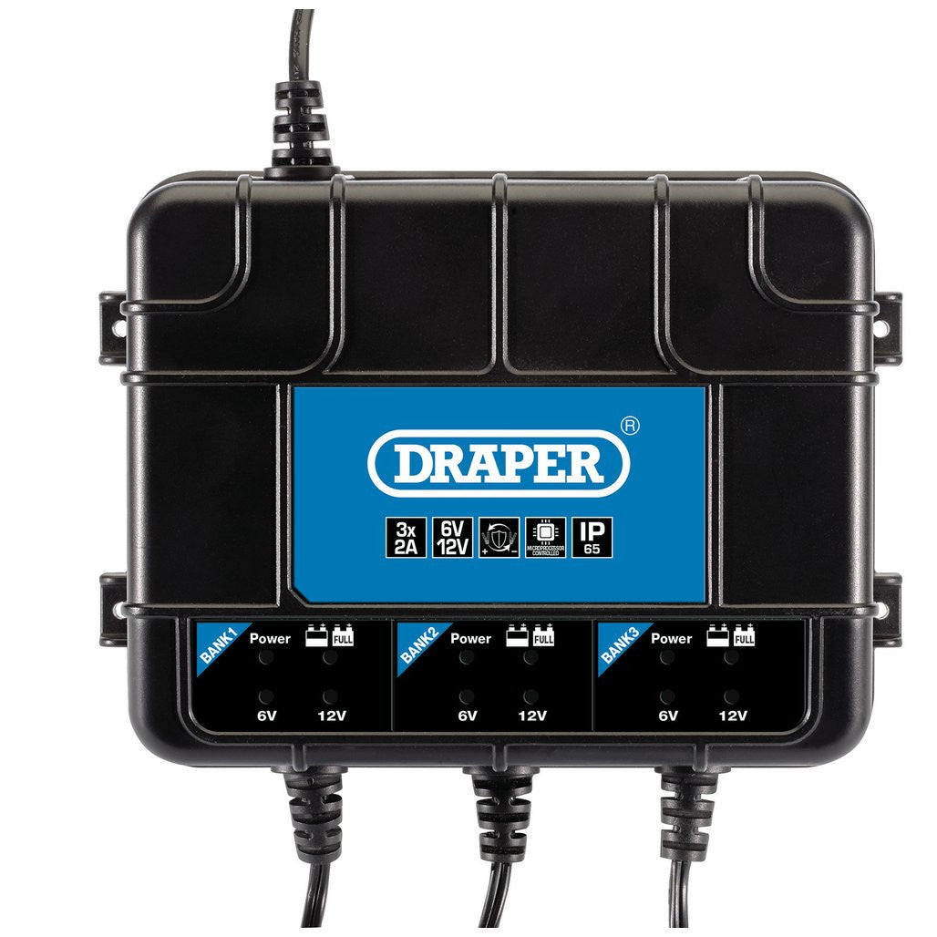 Draper 6/12V 3 Bank Charger Station 53172