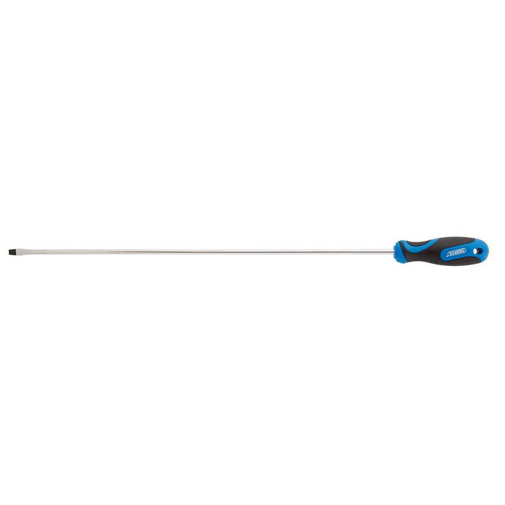 Draper Extra Long Reach Soft Grip Plain Slot Screwdriver, 6 x 450mm  53508