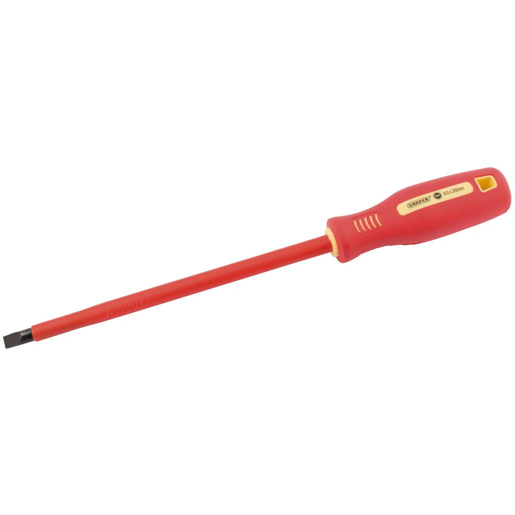 Draper Fully Insulated Plain Slot Screwdriver, 8 x 200mm (Sold Loose)  54273