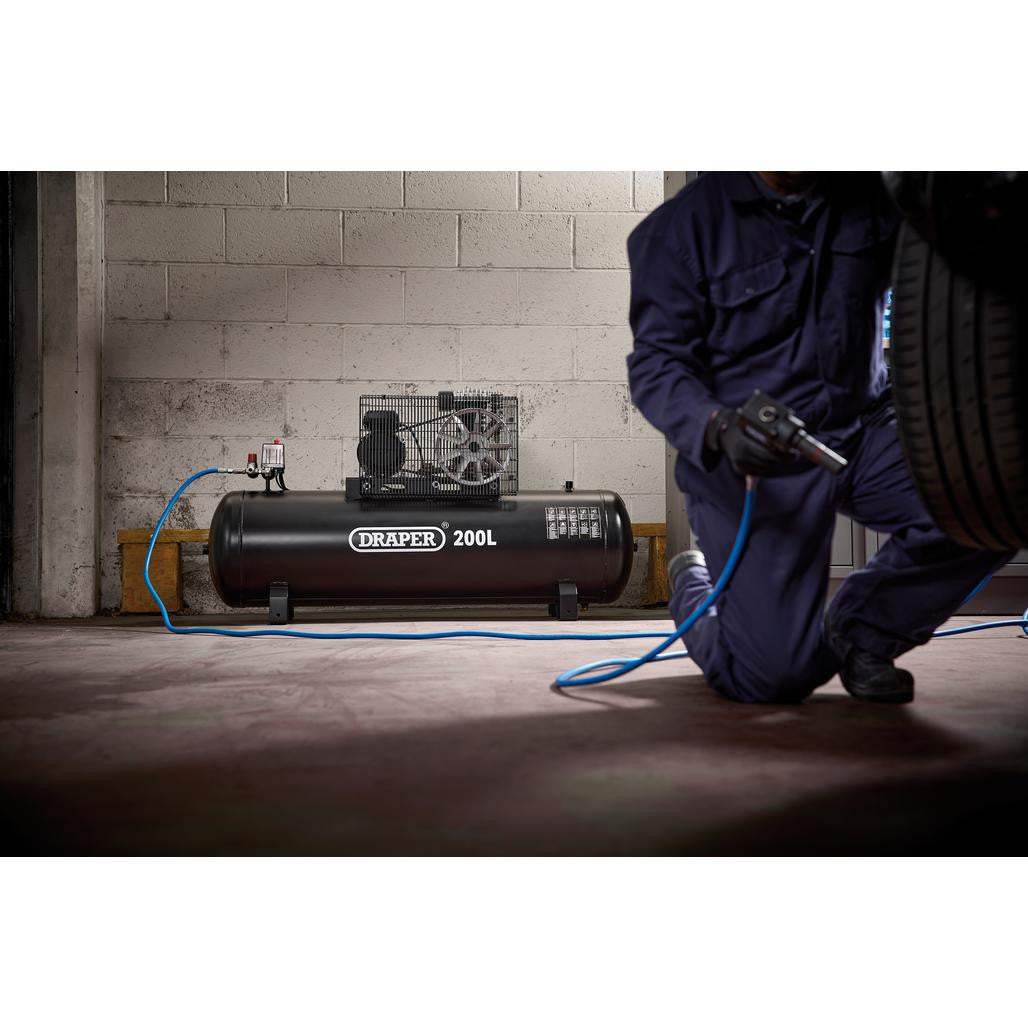Draper 230V 200L Stationary Belt-Driven Air Compressor, 2.2kW/3HP  55313