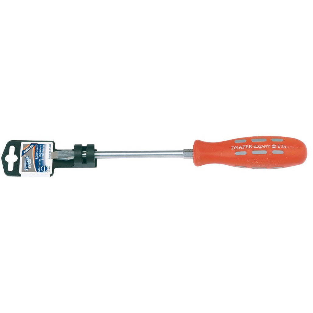 Draper Expert Plain Slot Flared Tip Mechanics Screwdriver, 8 x 150mm  55488